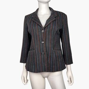 Rainbow 3/4 Sleeve Party/Work Blazer (Multi-Color | Size 38)